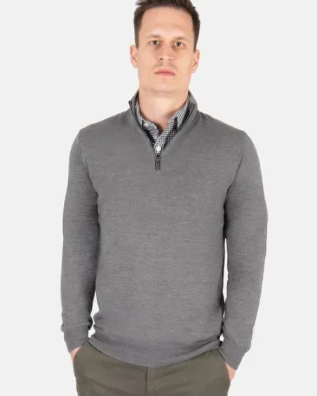 Maglione con colletto a camicia da uomo