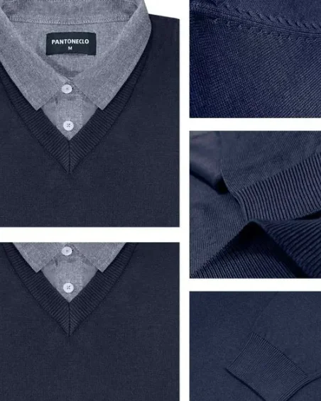 Maglione con colletto a camicia da uomo