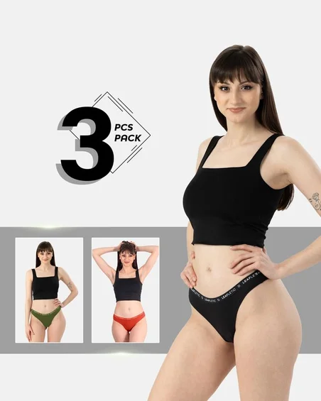 Slip brasiliano in cotone ed elastan – Confezione da 3