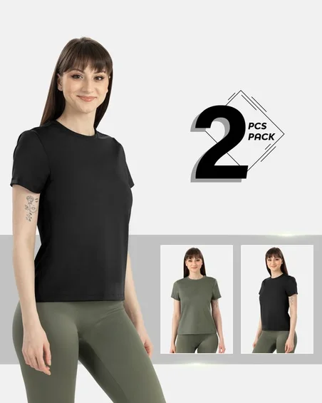 T-shirt second-skin in nylon ed elastane – Confezione da 2