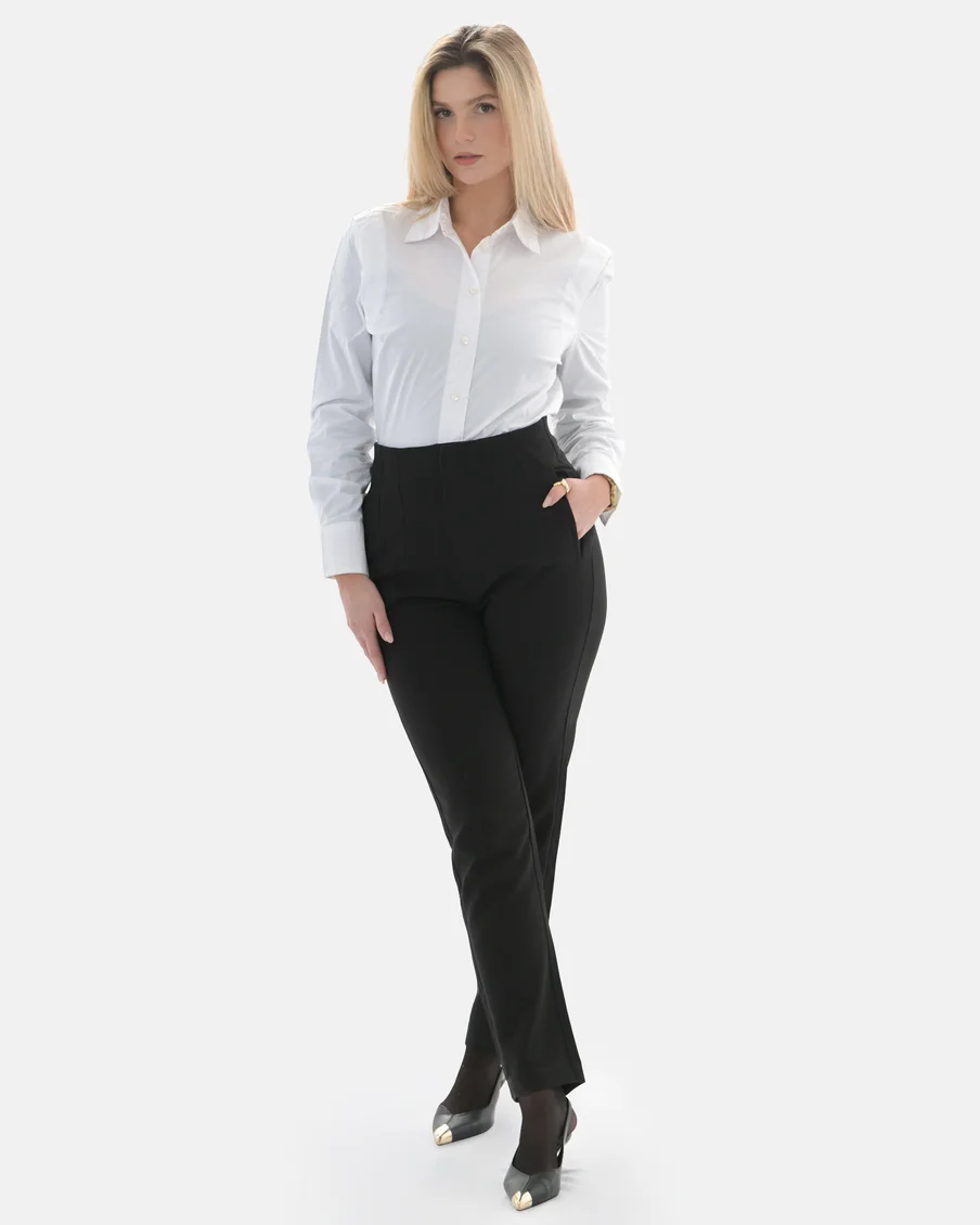 Image 1 of - ladieshighwaisttrouserwhite1jpg