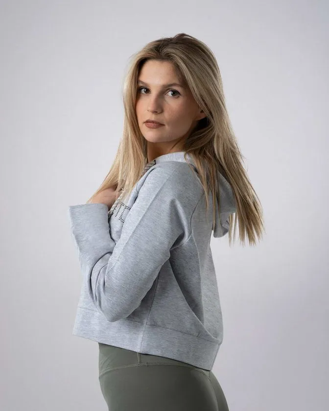 Felpa corta con cappuccio da donna