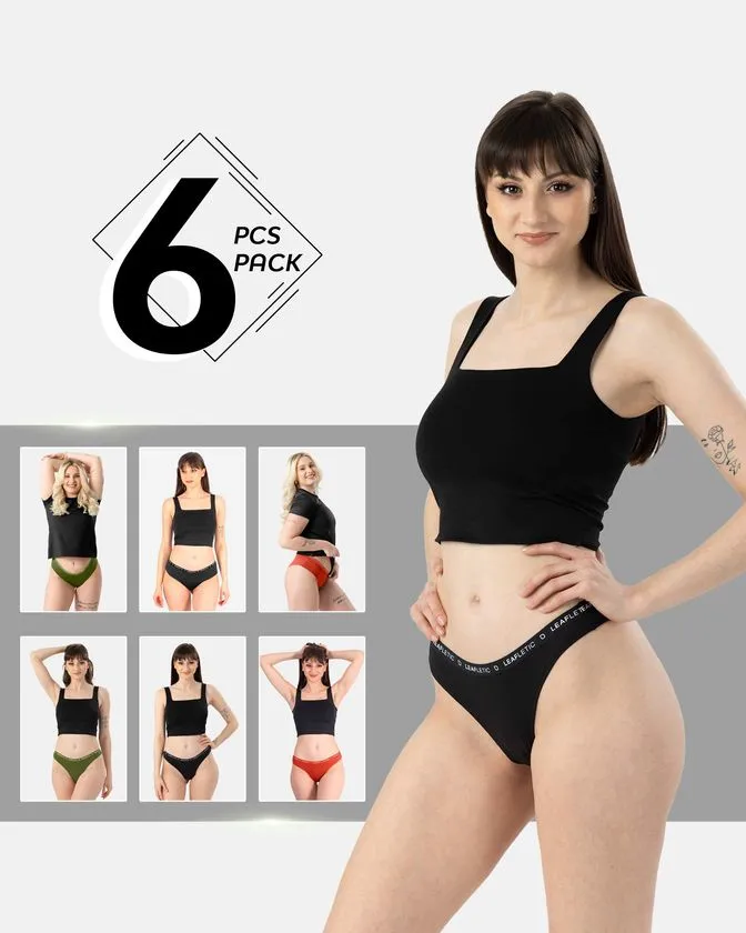 Slip hipster e brasiliani in cotone ed elastan – Confezione da 6