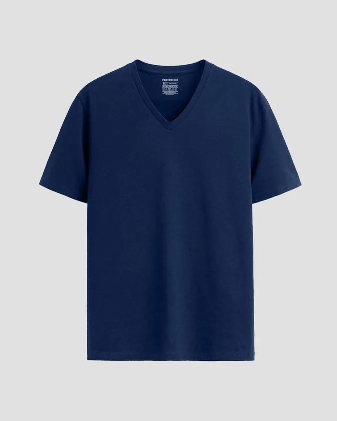 T-shirt con scollo a V in cotone morbido